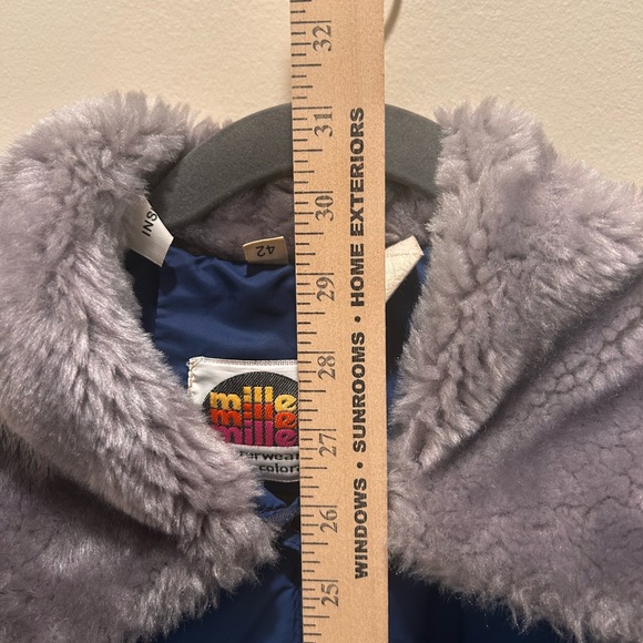 Vintage Miller Outerwear Ski Jacket Goose Down FauxFur Blue Quilted Puffer Sz 42 - Picture 10 of 15